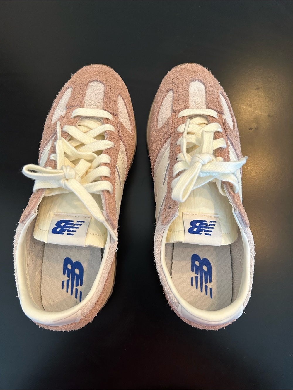 New Balance 471 Blush Pink Suede Sneakers with Cream Panels